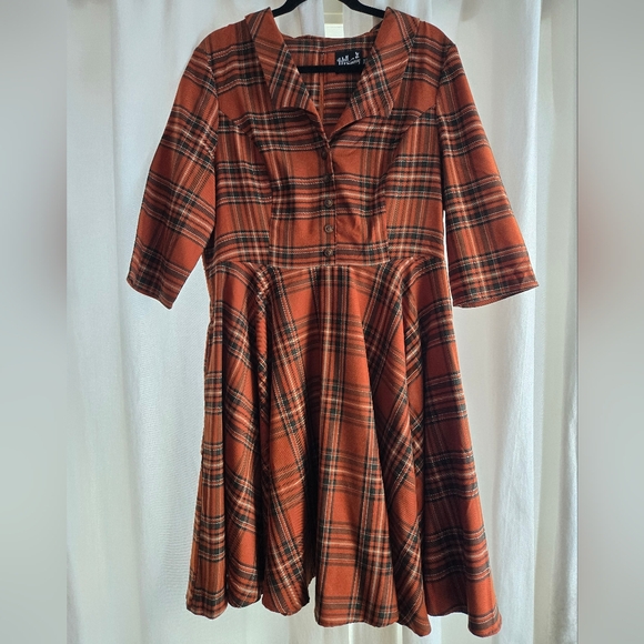 Hell Bunny Dresses & Skirts - Hell Bunny 2XL Fall Plaid Midi Dress UK18 US14